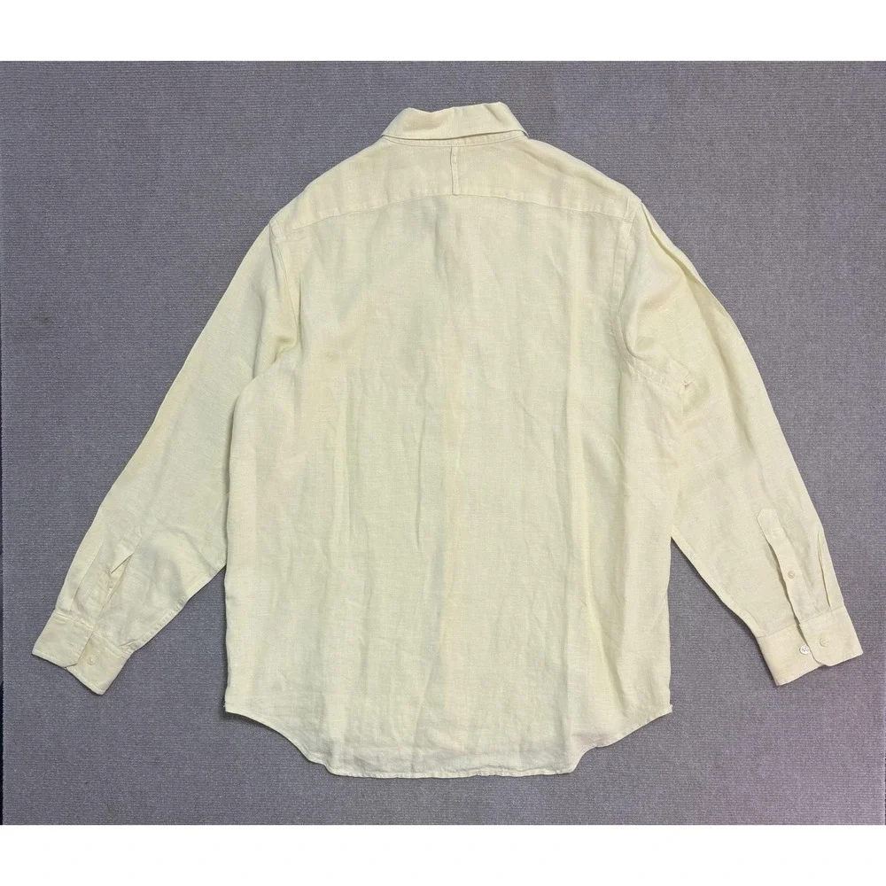 Banana Republic Shirt Mens XL Yellow Linen Button Down Long Sleeve Collared‎